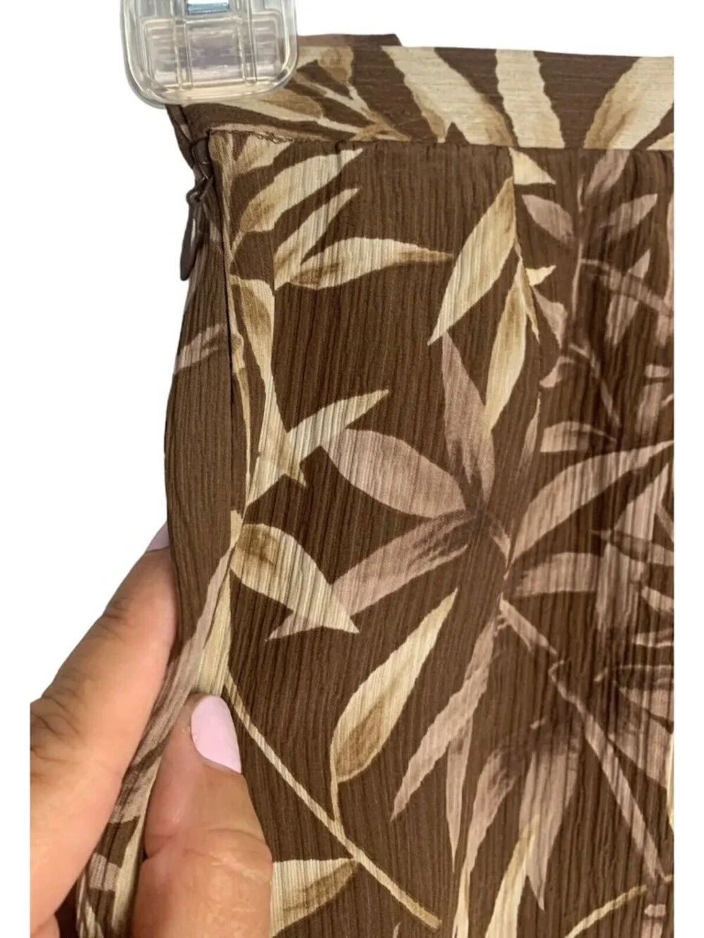 Talbots Brown Floral Silk Pants Size 8P Petites 100% Silk Lined Tropical Cruise - Picture 5 of 6